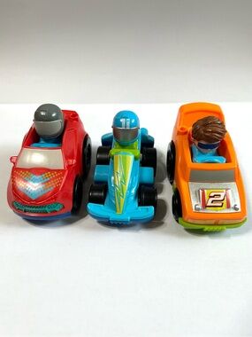 3 Fisher-Price Little People Wheelies Race Cars Racers